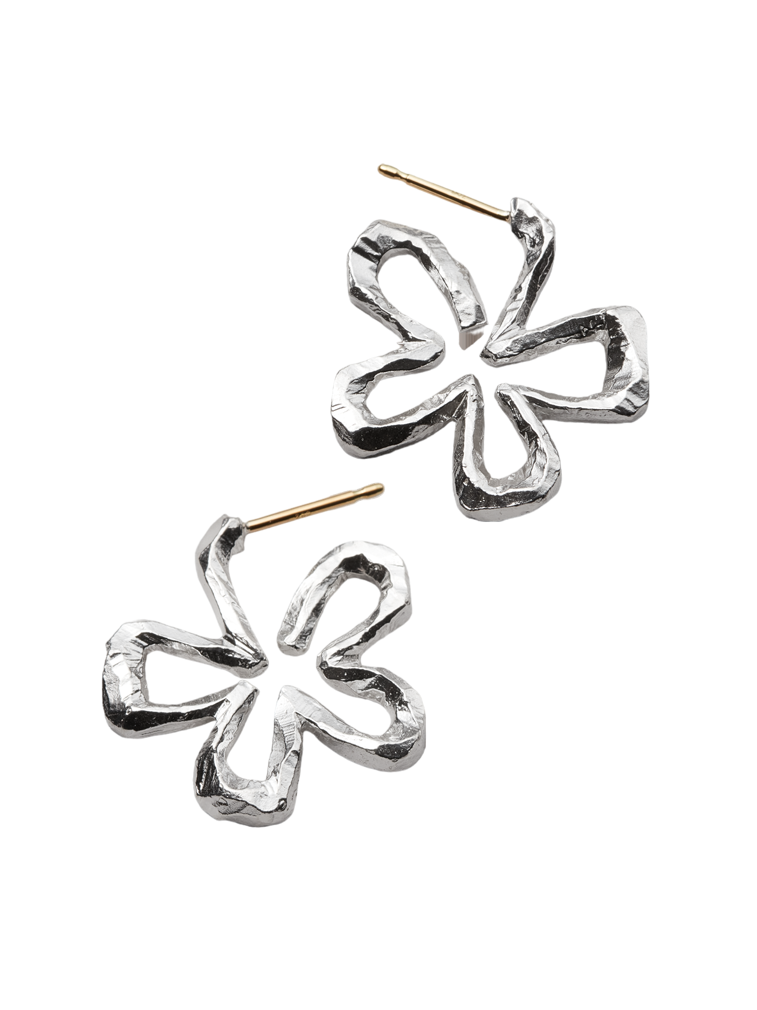 Swedish summer earrings in silver and 18k yellow gold